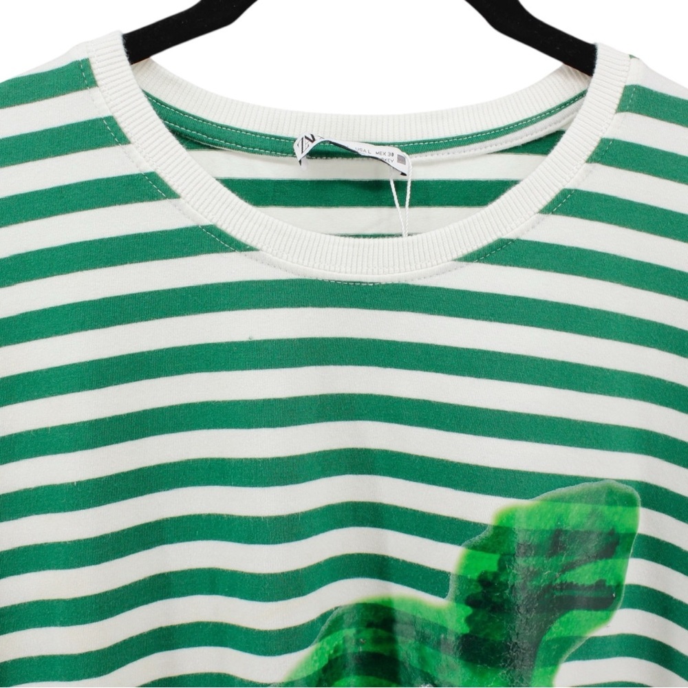 NEW Zara Dinosaur and Stripe Tee Novelty Comfort Fun Quirky Camp L - Picture 3 of 11